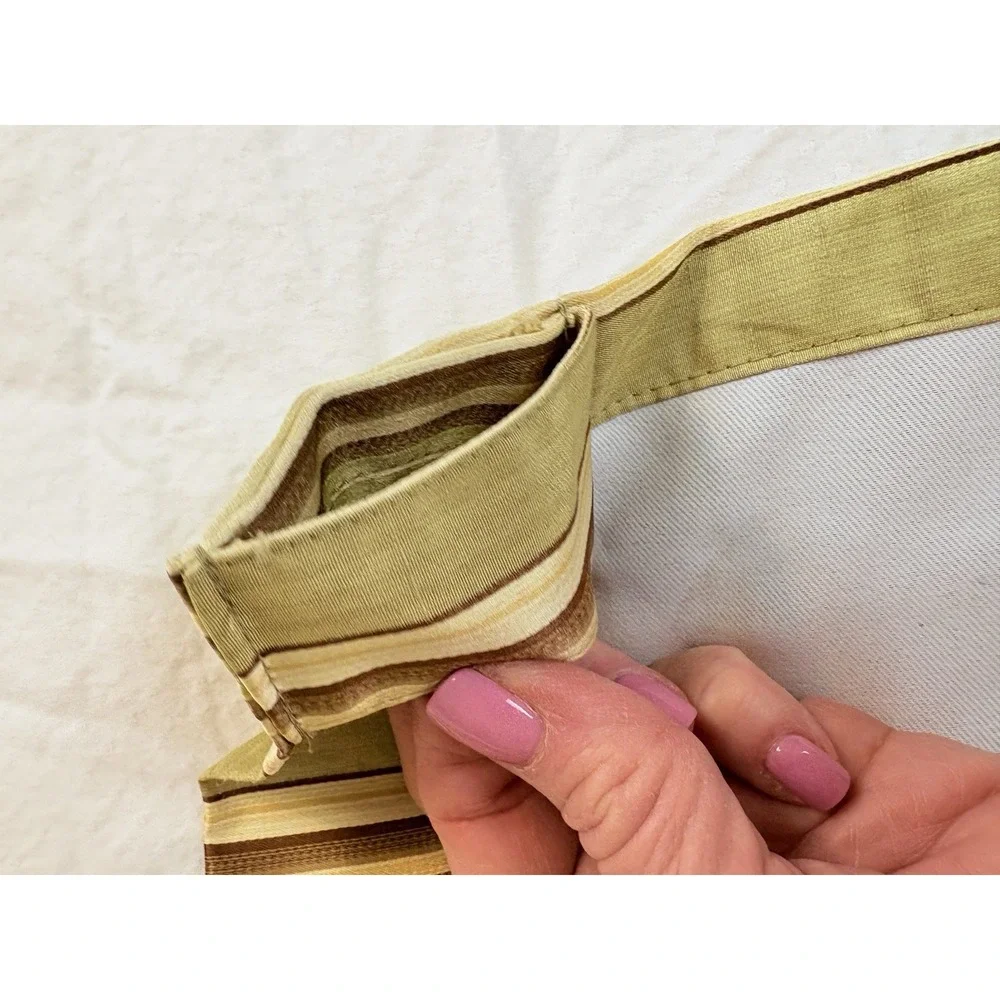 Green Brown Beige Stripe Valances set of two classic‎ Waverly quality no tag